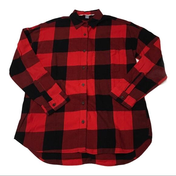 Old Navy Buffalo Check The Boyfriend Shirt - Red/Black - Medium - Picture 1 of 9